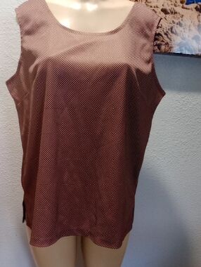 Sleeveless Polka Dot Shell Top - Brown & White
